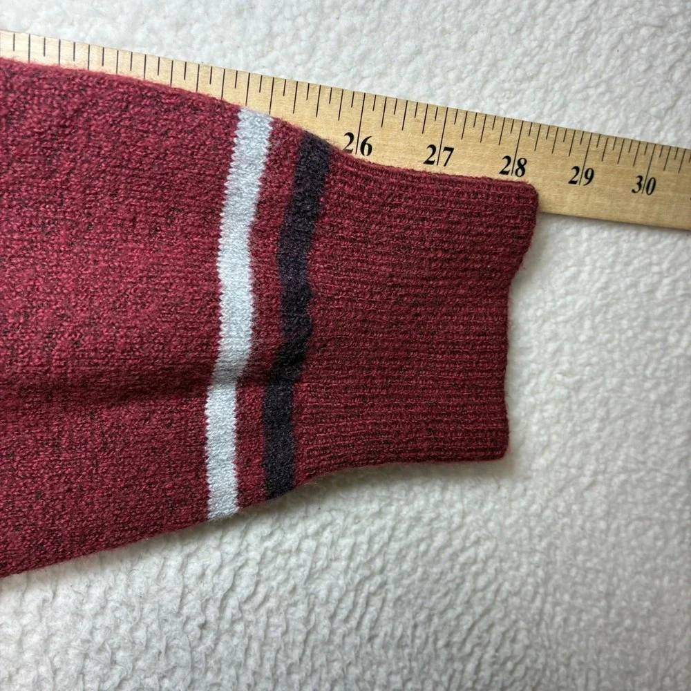 IZOD Crewneck Sweater Men L Velvet Maroon Striped Cotton Blend Preppy Soft NWT